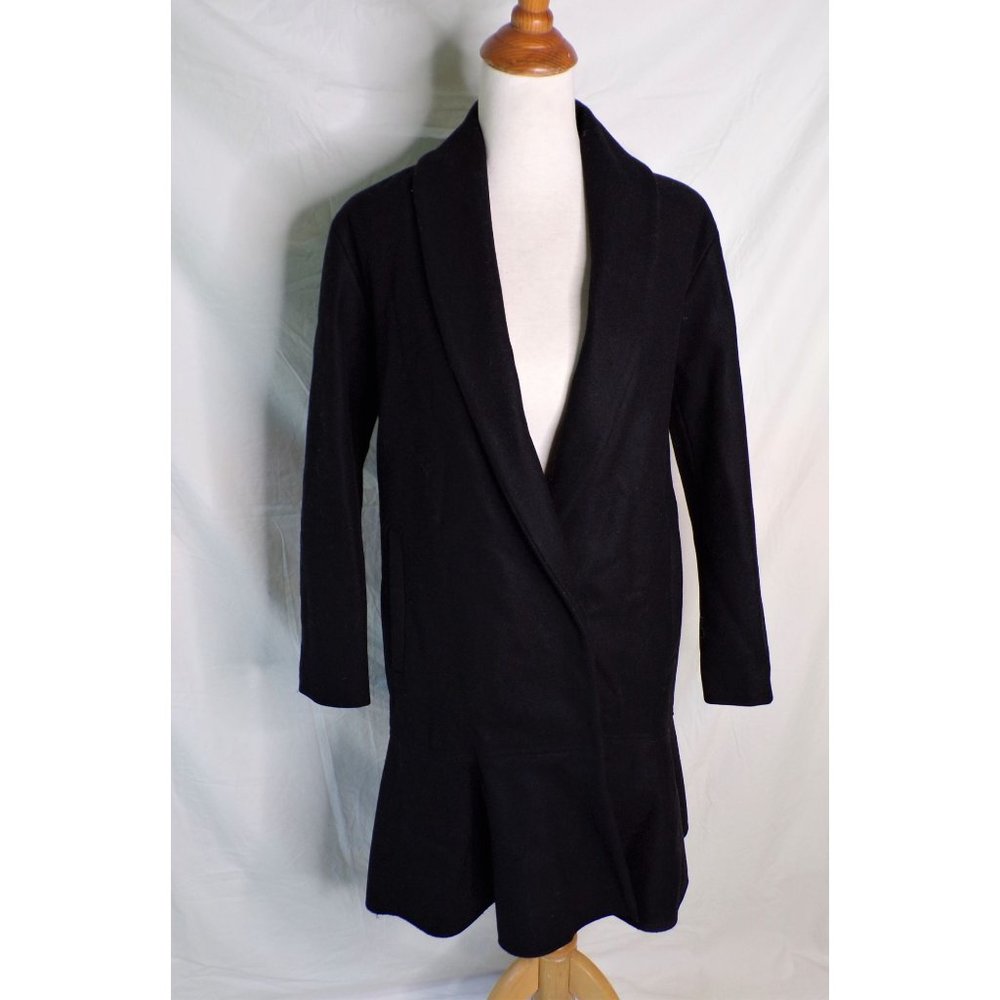 ๐ ALLSAINTS Grace Coat Italian Wool Ruffle Black X-Small - Picture 8 of 13